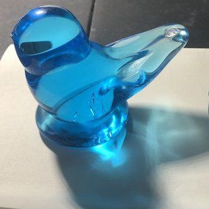 Ron Ray Signed Bluebird of Happiness Large and Small Handblown Vintage 1989/1990